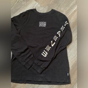 Vans Checkered Long Sleeve T-shirt Graphic Silver Black Size XL